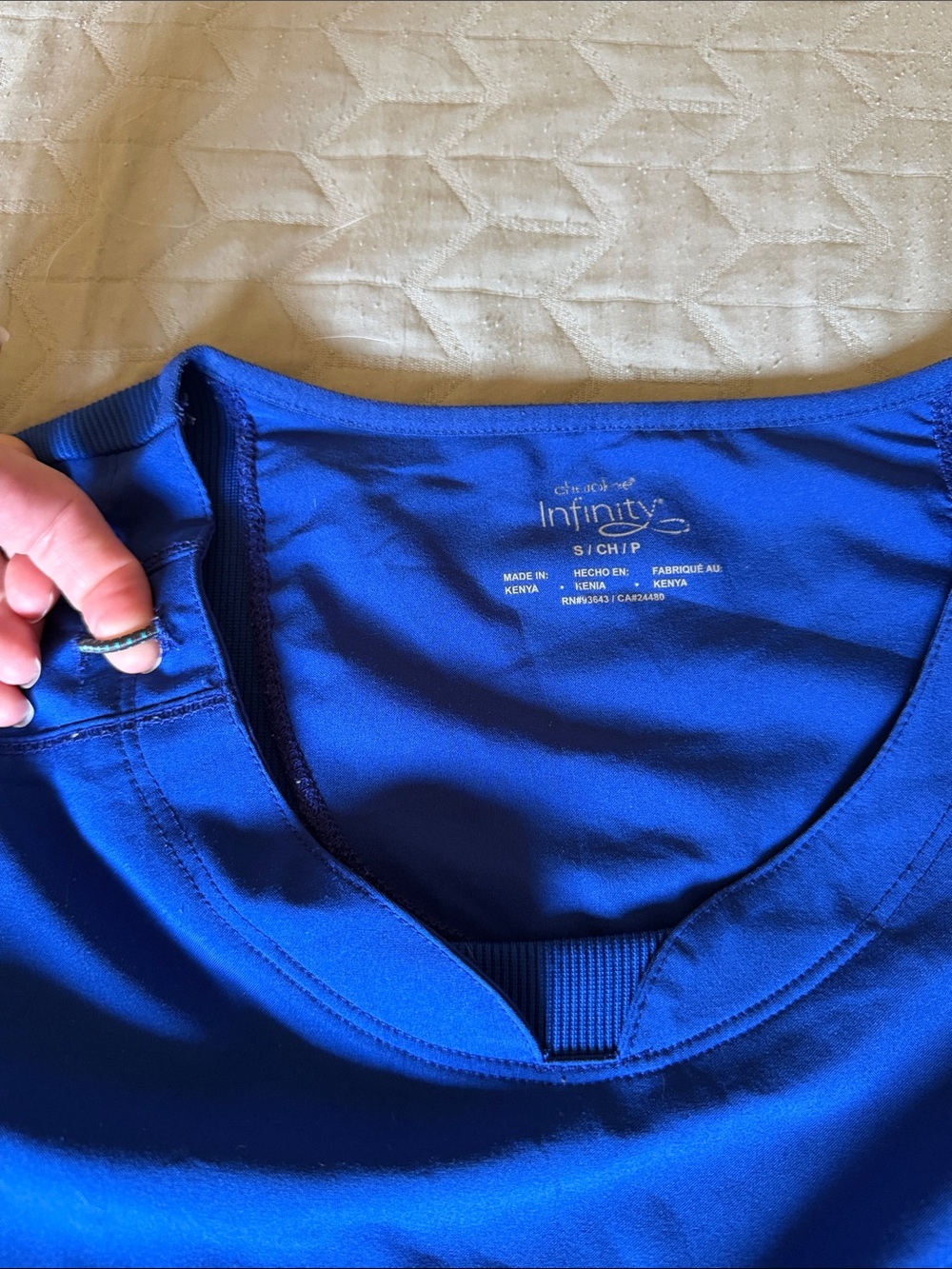 Cherokee Infinity Women's Galaxy Blue Scrub Set - Top & Pants - Picture 4 of 13